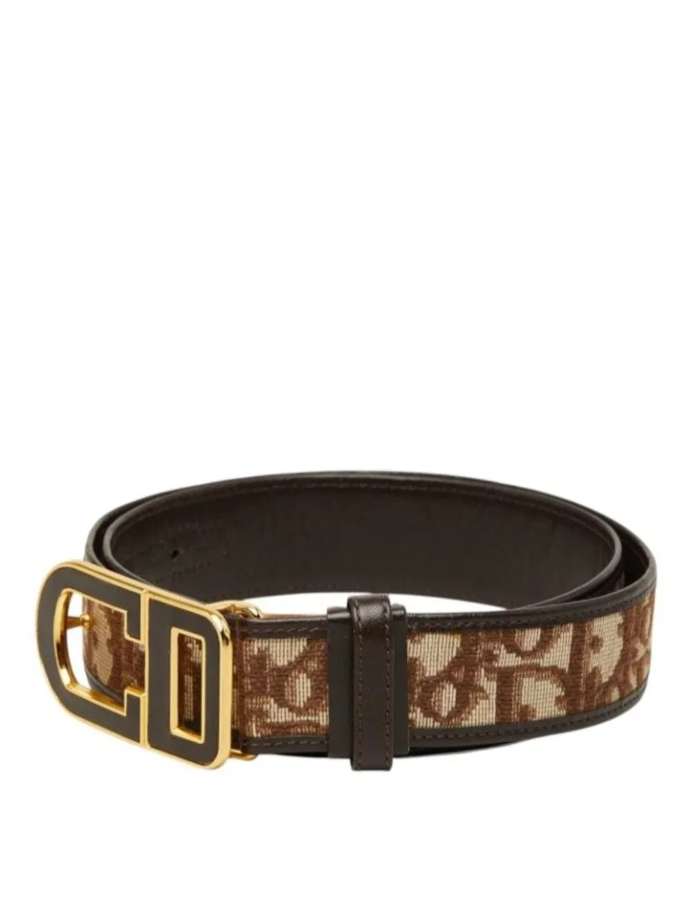 Dior Trotter Belt Brown Leather Canvas